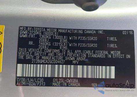 2016 Lexus Rx F Sport из США, поврежденный, VIN 2T2BGMCA2GC004627